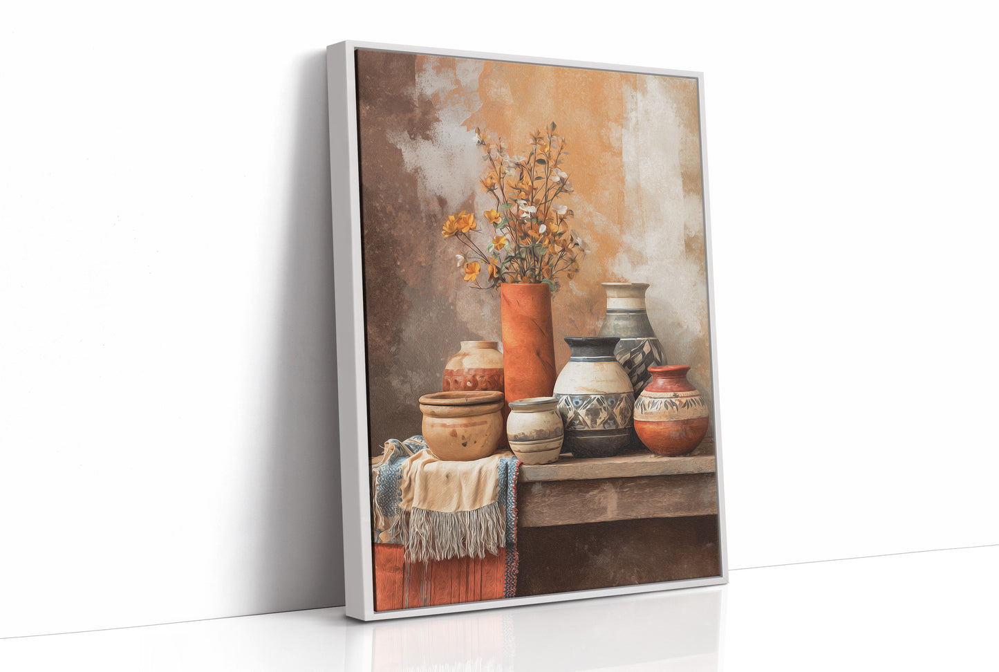 Clay Vessels Hold September's Last Blooms
