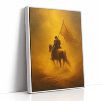 Golden Vanguard Through Amber Mist