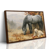 Grey Mare and Golden Retriever, Autumn
