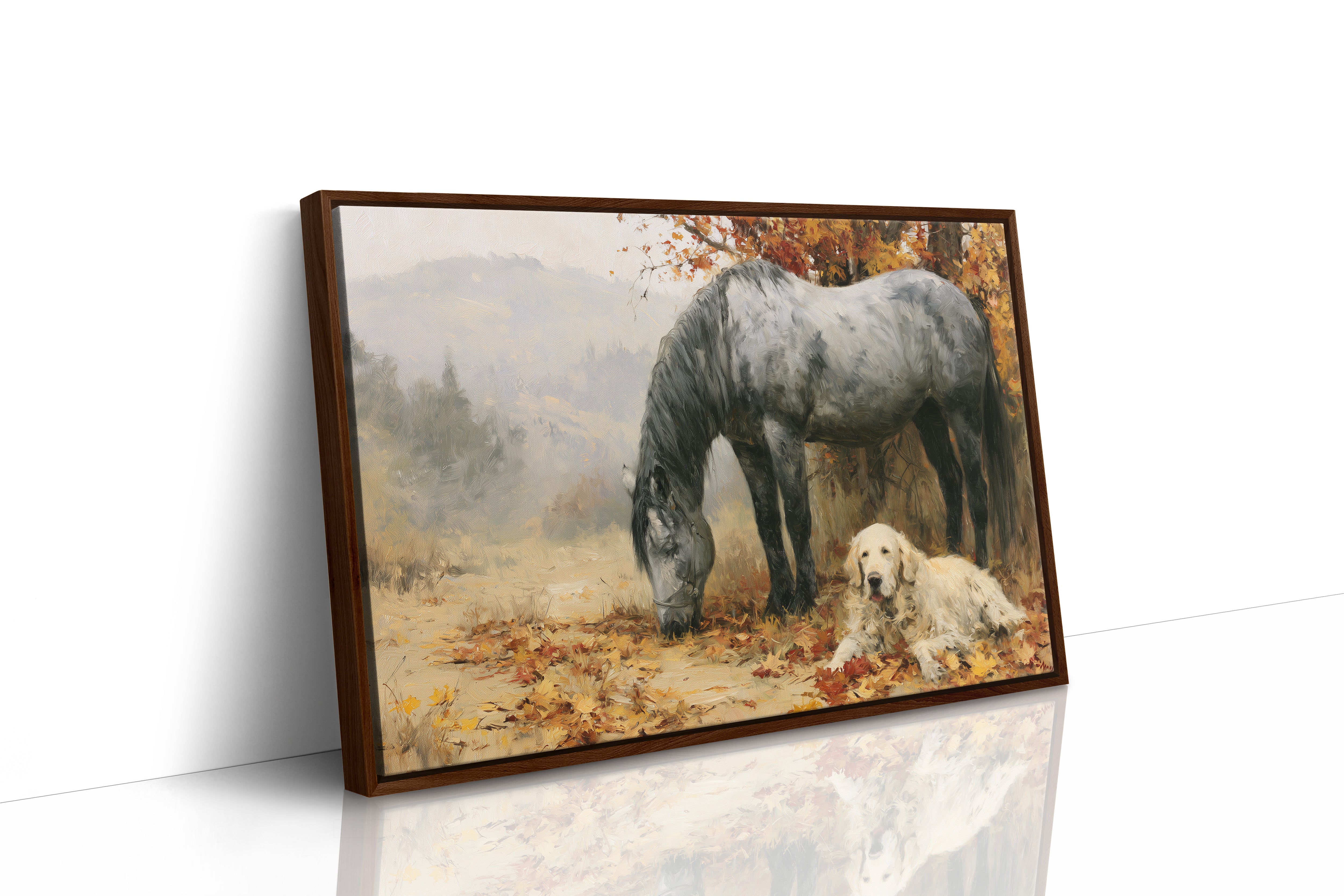 Grey Mare and Golden Retriever, Autumn