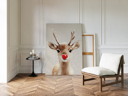 Adorable Snowy Reindeer – Cozy Christmas Wall Art Print