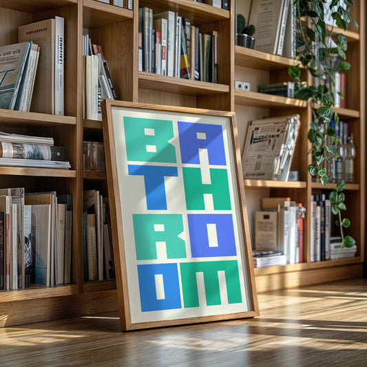 Geometric Letters Dance In Mint Blue
