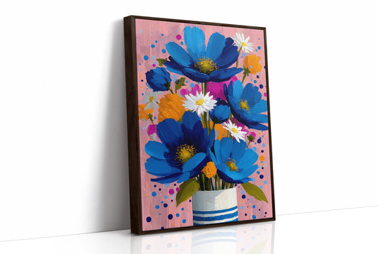 Cobalt Blooms in a Striped Vase