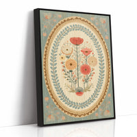 Botanical Medallion in Coral and Cream