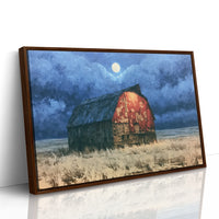 Old Red Barn Under Moonlight