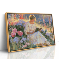 Reading Among Hollyhocks