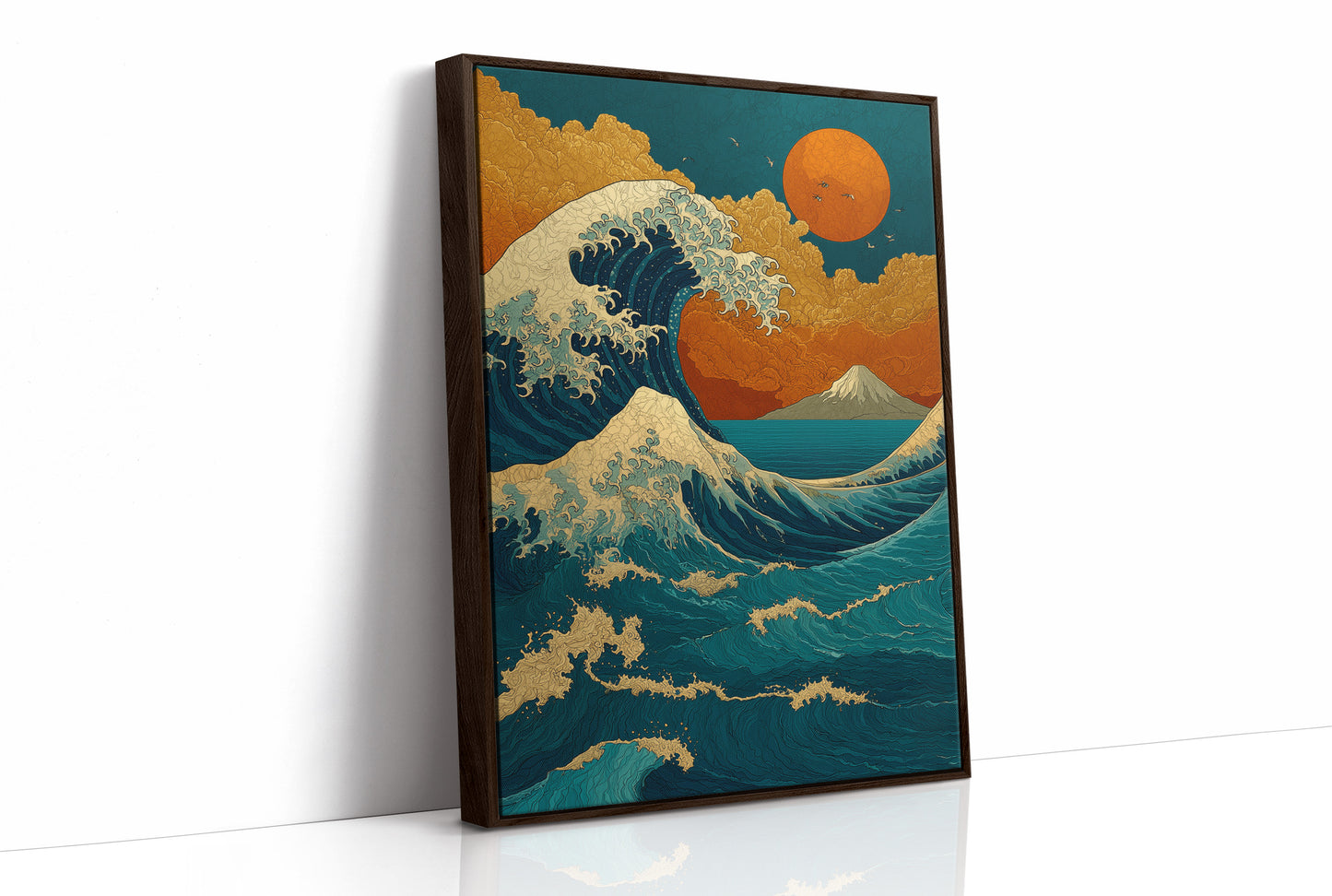 Teal Waves Chase Golden Horizons