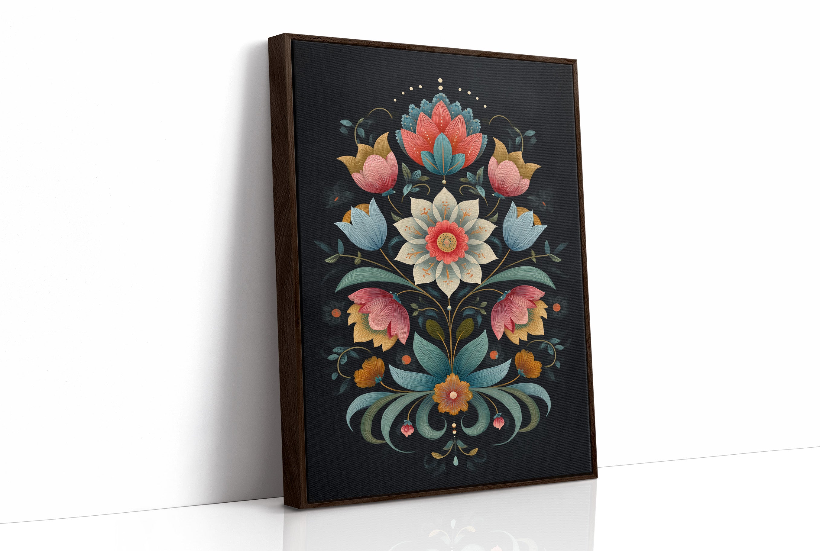 Midnight Garden Blooms In Coral