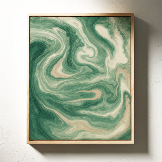 Emerald Waves: Abstract Fluid Art Print