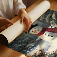 Classic Snowman in Winter Woods