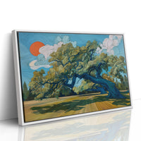 Ancient Oak Bends Toward Sunset