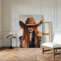 Western Flame – Bold Redhead Cowgirl Art