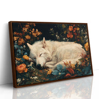 White Wolf Among Autumn Blooms