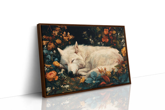 White Wolf Among Autumn Blooms