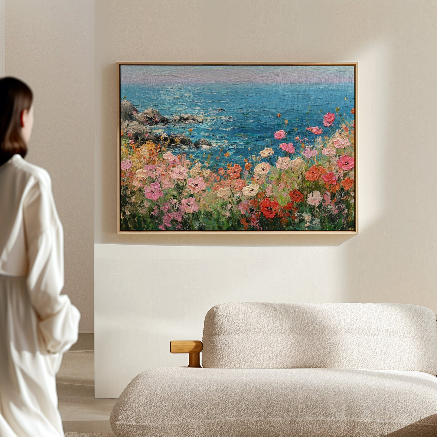 Coastal Poppies Dance Above Azure Waves
