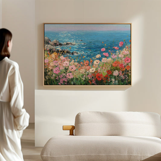 Coastal Poppies Dance Above Azure Waves