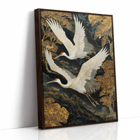 Cranes Dance Through Golden Ginkgo