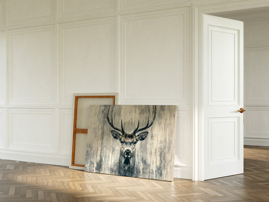 Noble Stag Against Winter Wood