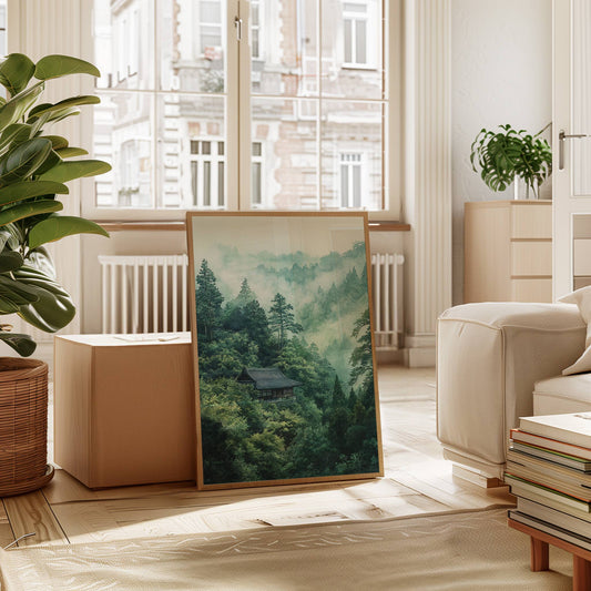 Mountain Temple Rests In Emerald Mist