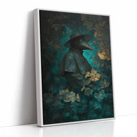 Plague Doctor Among Pale Blossoms