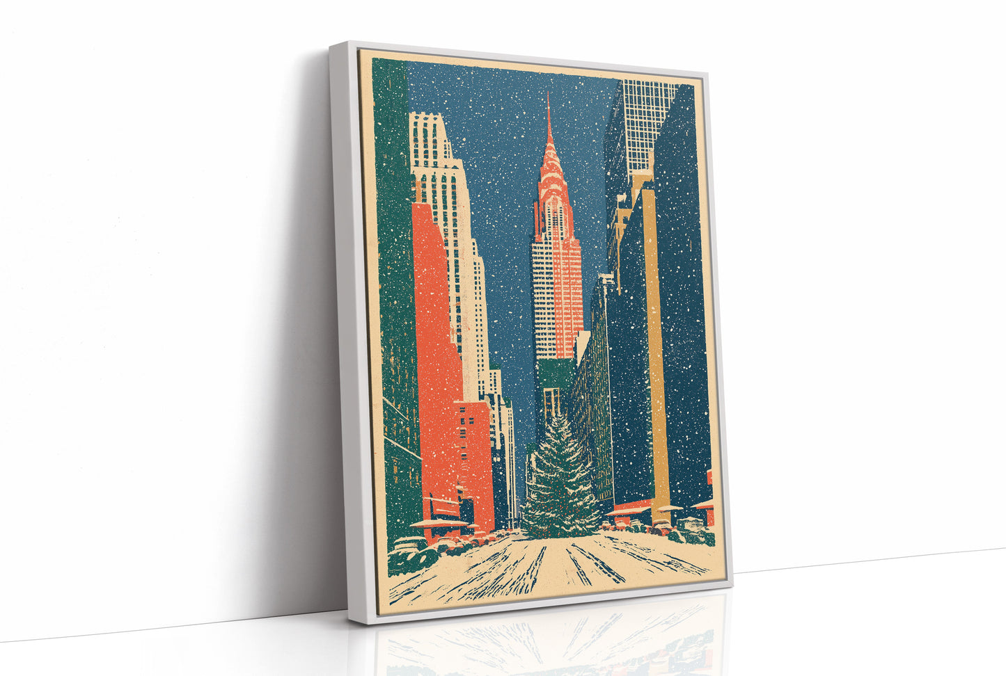 Snowy New York Skyline Christmas
