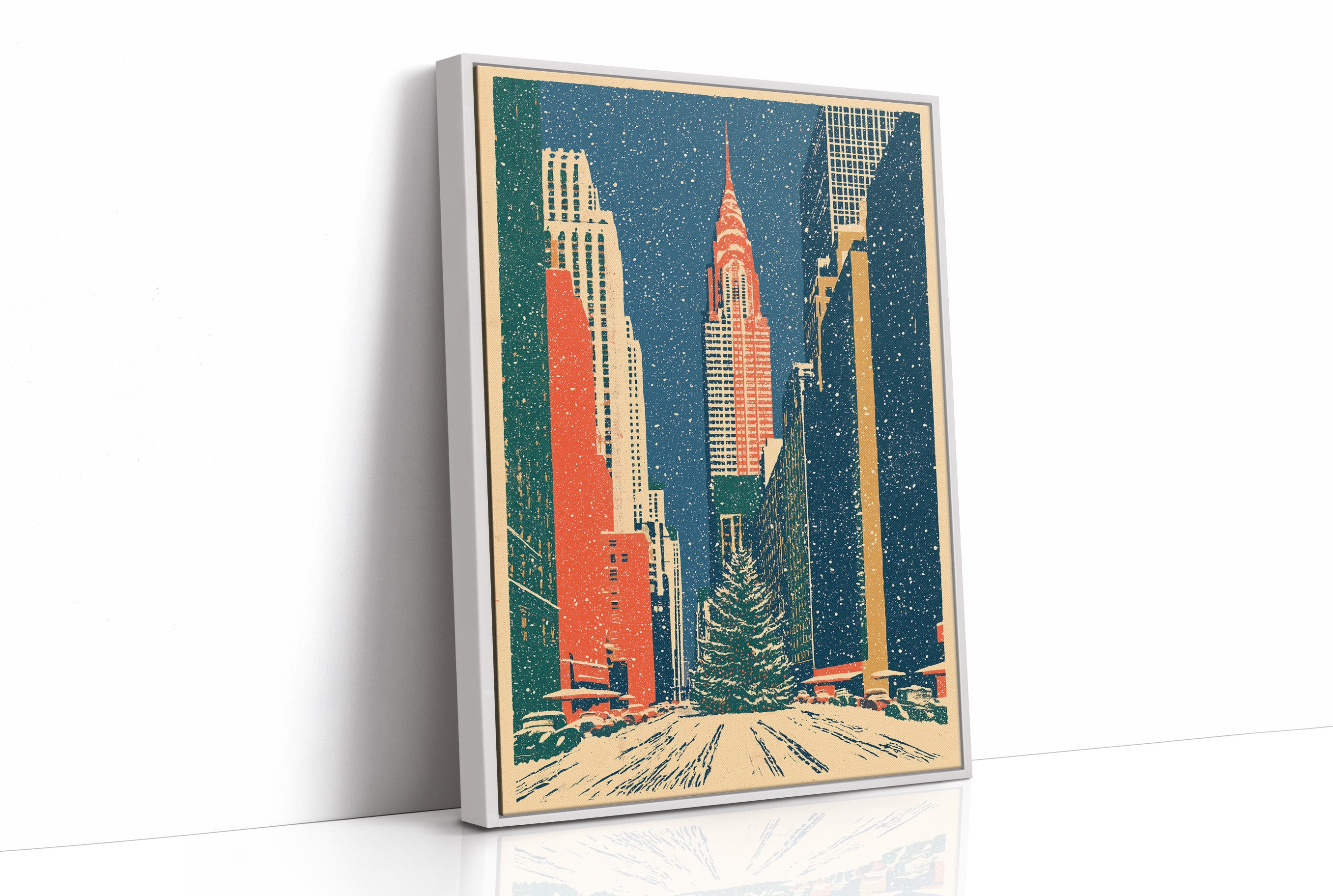 Snowy New York Skyline Christmas