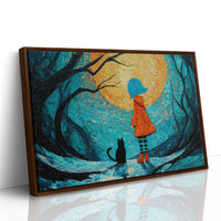 Child And Cat Beneath Glowing Moon