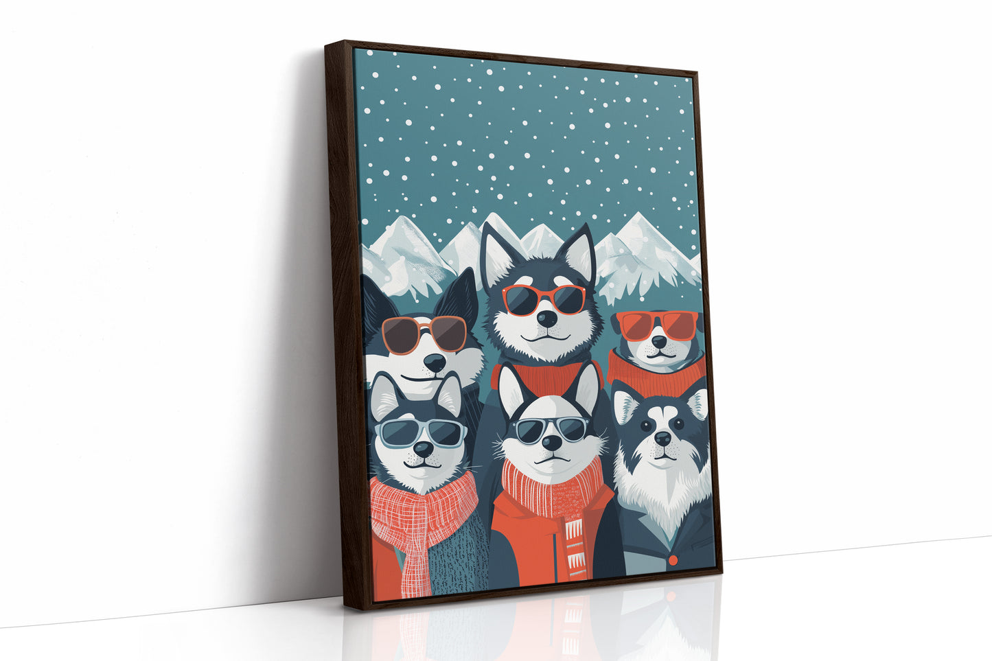 Cool Huskies Chase Winter Stars