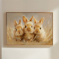 Curious Bunnies Dance Through Golden Grass