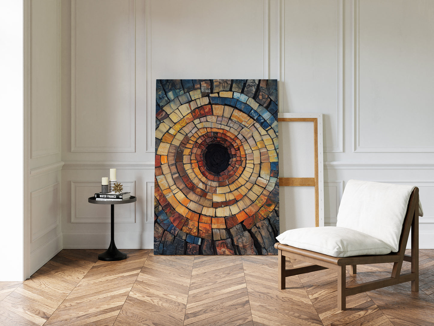 Petrified Wood Spiral – Rustic Earth-Toned Abstract Wall Art