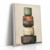 Stacked and Weathered: Four Urns of Earth and Rust