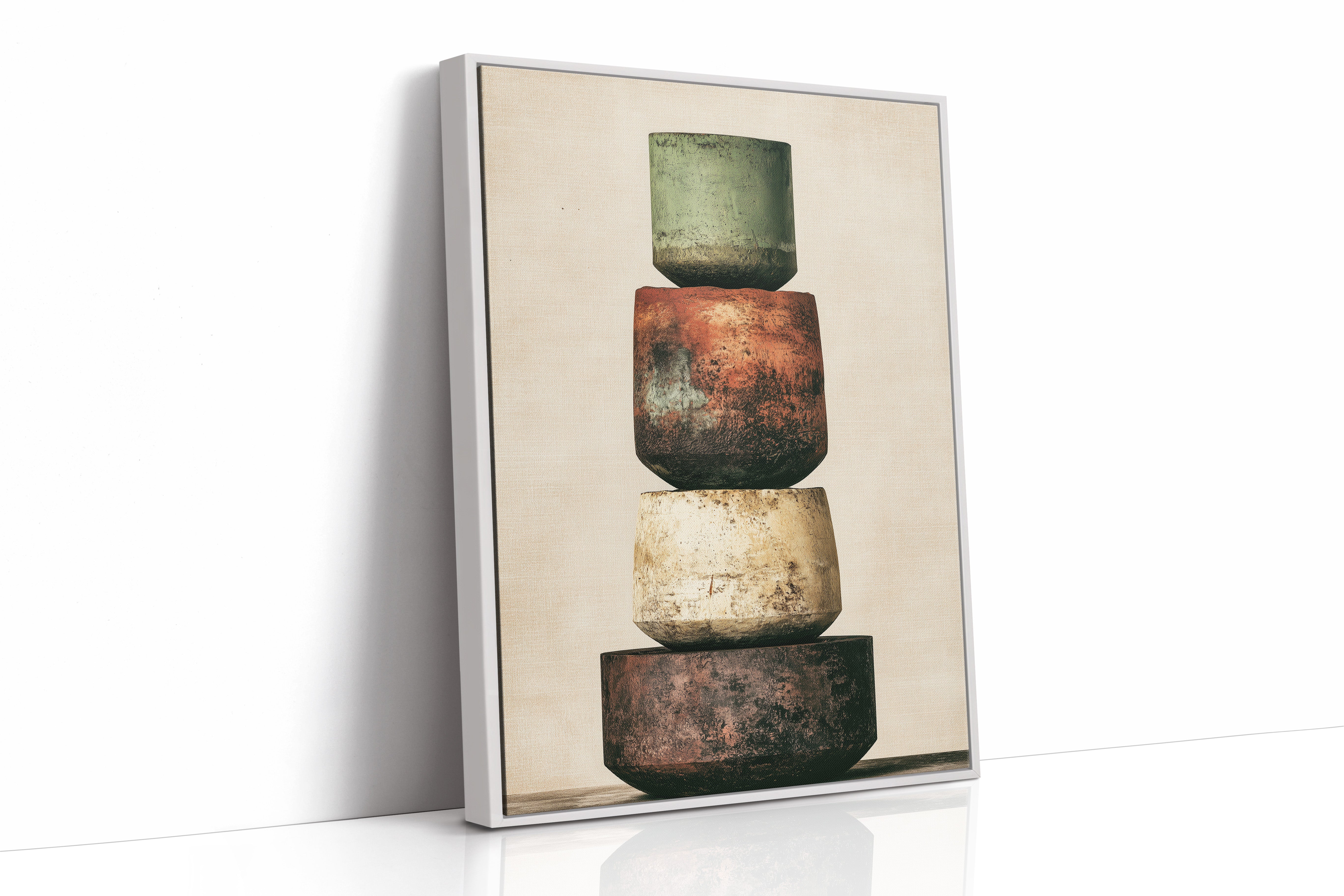 Stacked and Weathered: Four Urns of Earth and Rust