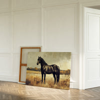 Majestic Black Stallion – Rustic Western Horse Wall Art Print