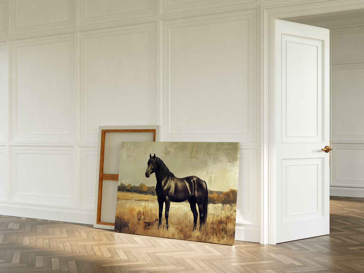 Majestic Black Stallion – Rustic Western Horse Wall Art Print