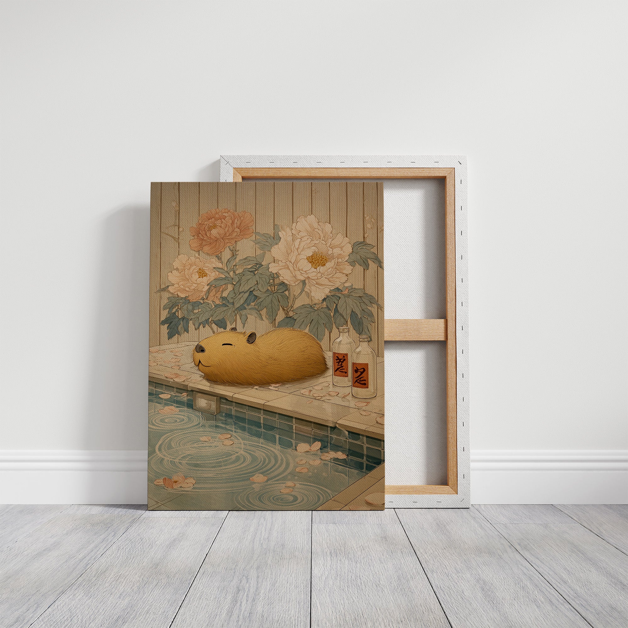 Poolside Capybara Dreams Of Peonies