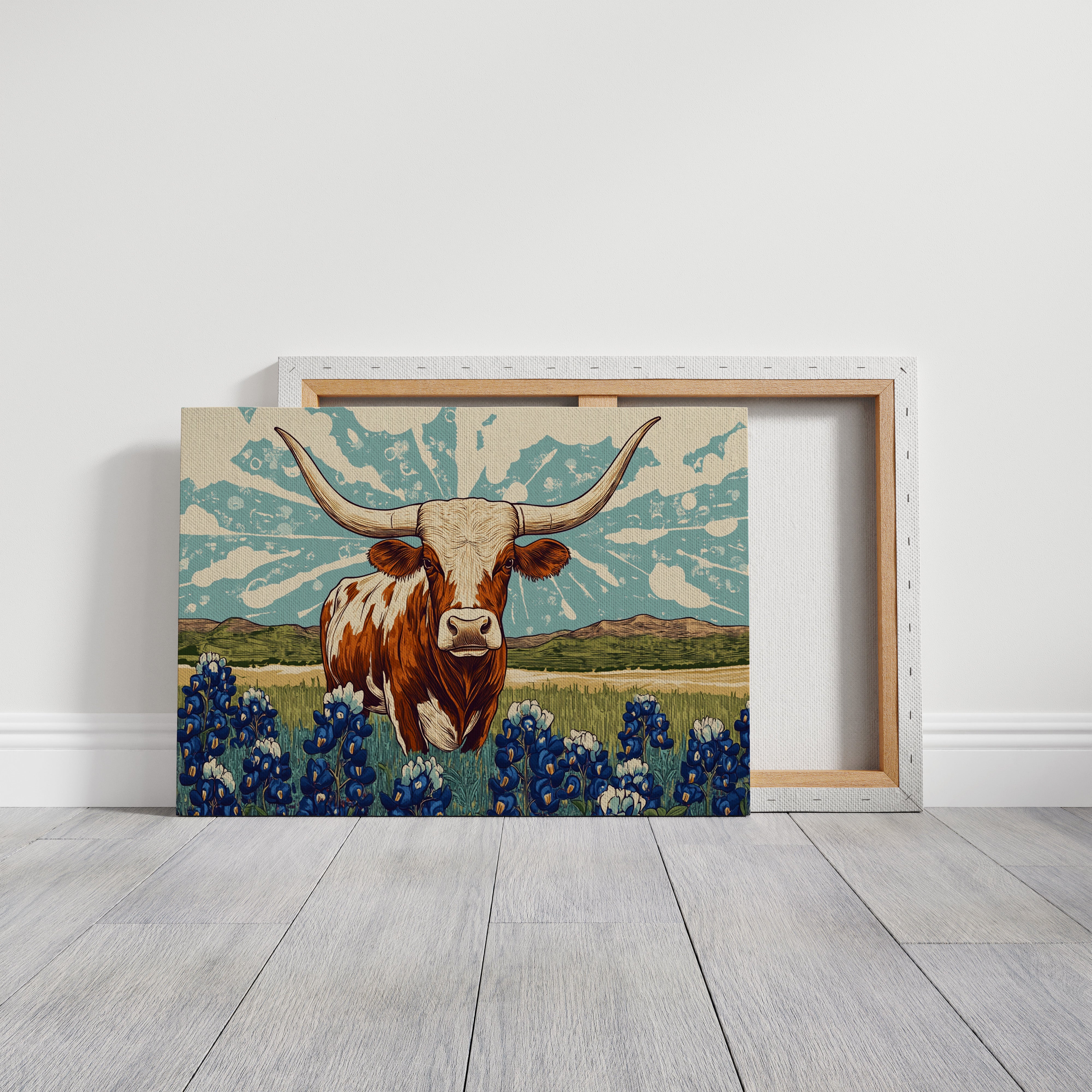 Texas Icon – Longhorn and Bluebonnets Pop Art
