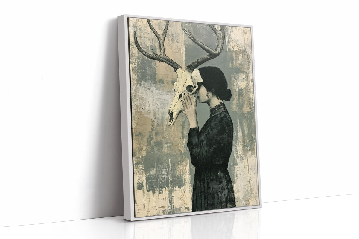 Behind the Skull: Woman with Antlers in Profile