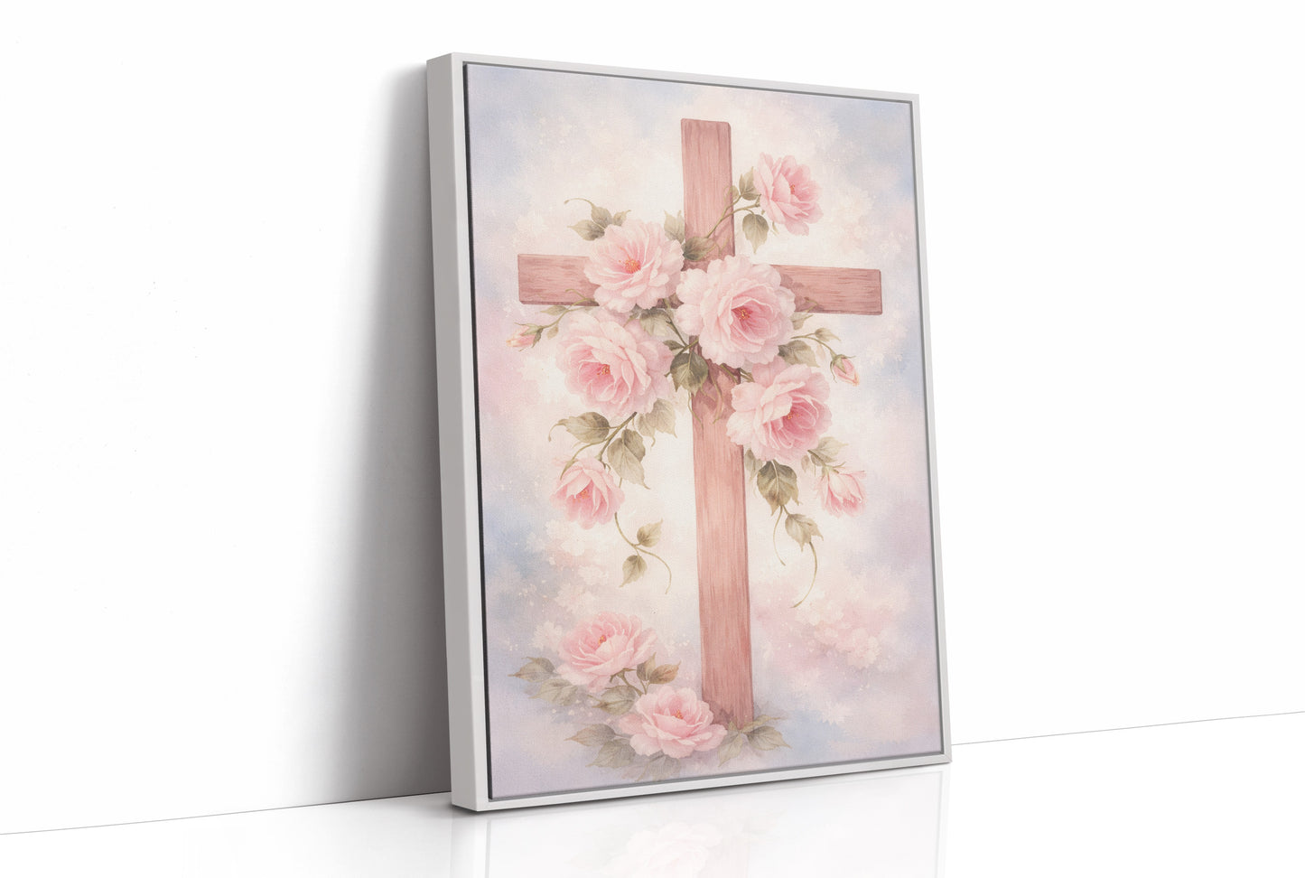 Blossoming Faith Embraces Wooden Cross
