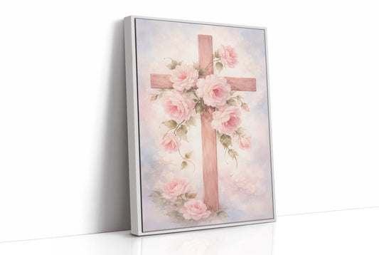 Blossoming Faith Embraces Wooden Cross