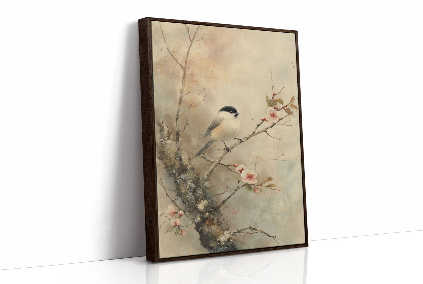 Little Bird Meets Cherry Blossom Spring