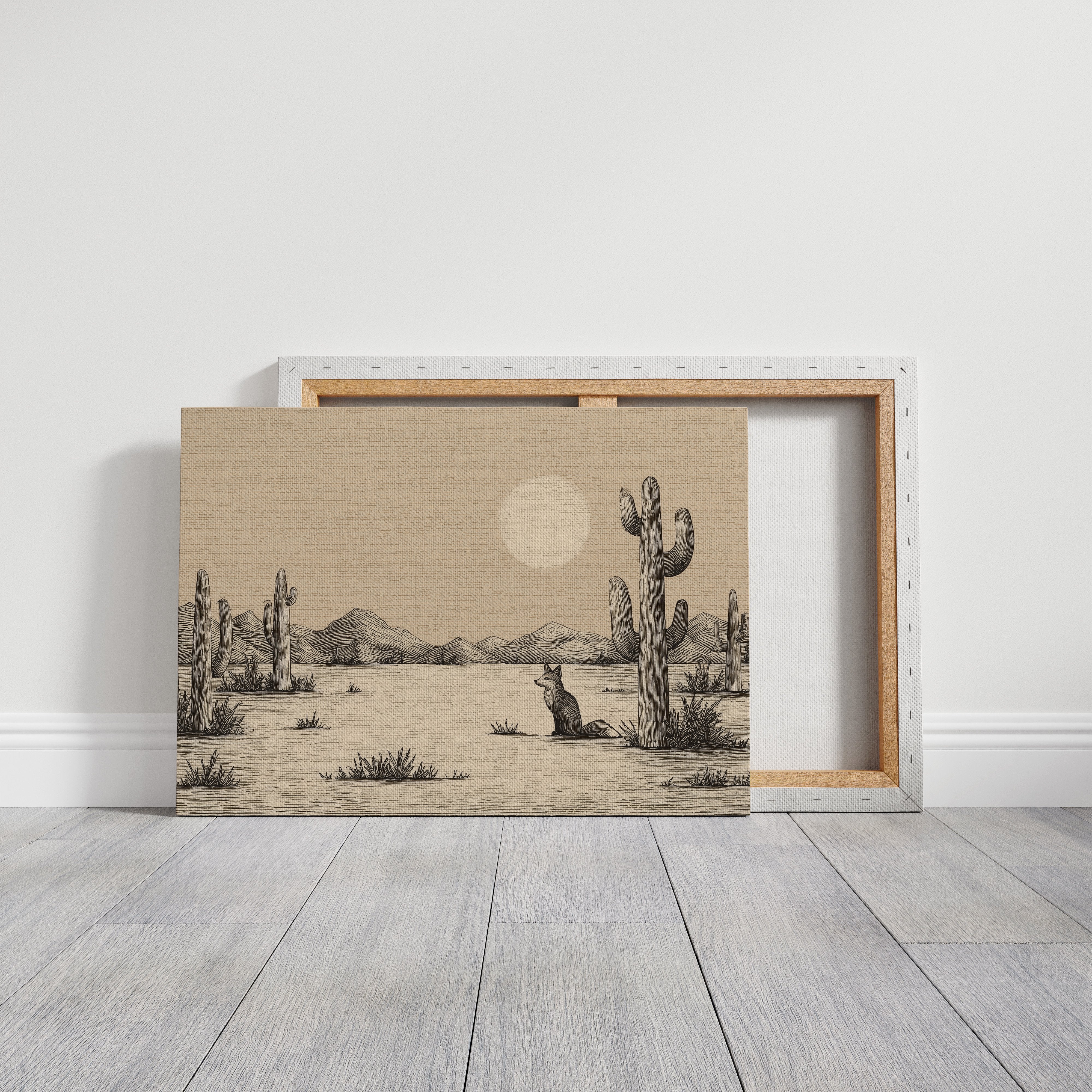 Fox Gazes At Desert Moon