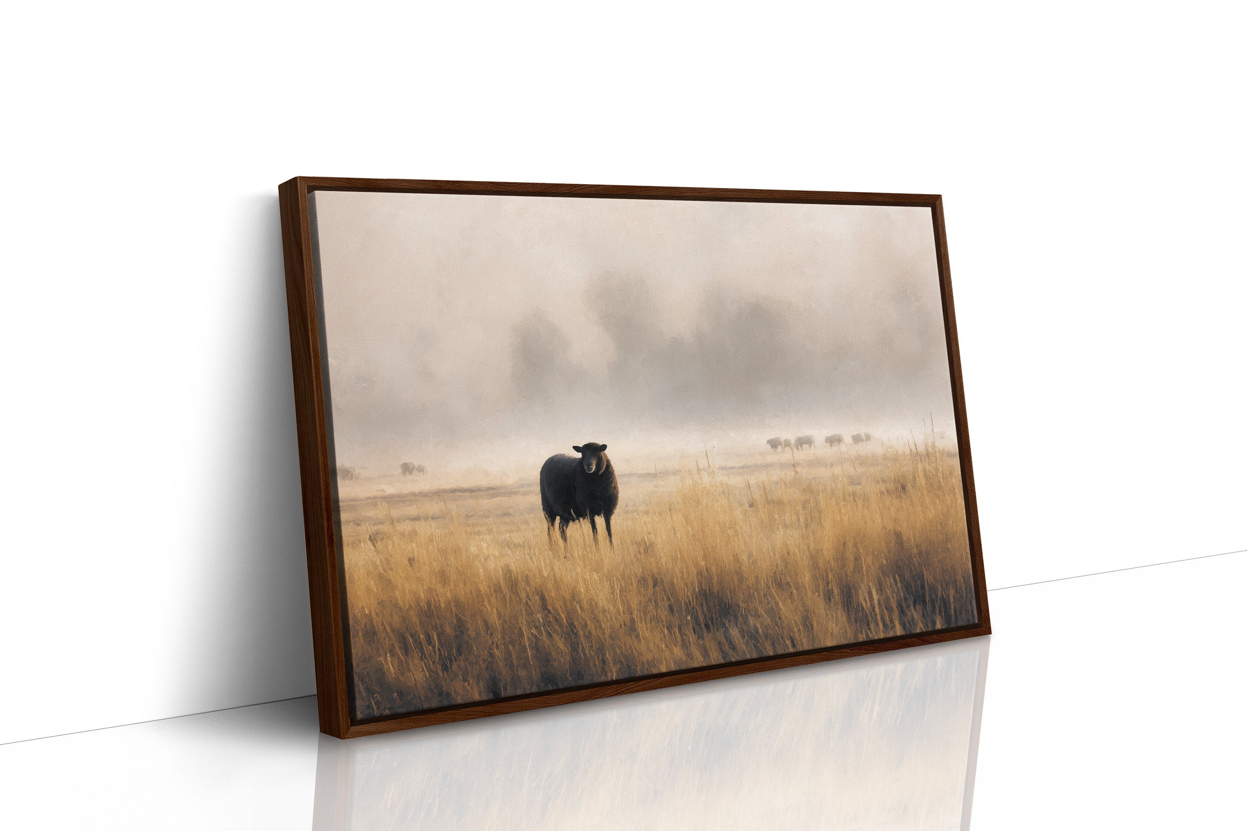 Lone Sheep Among Golden Fields