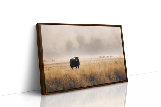 Lone Sheep Among Golden Fields