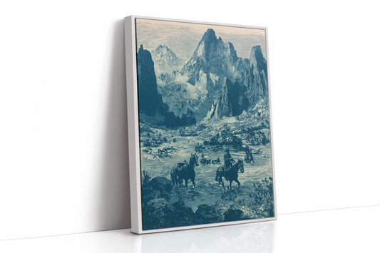 Riders Through the Rockies: Vintage Engraving