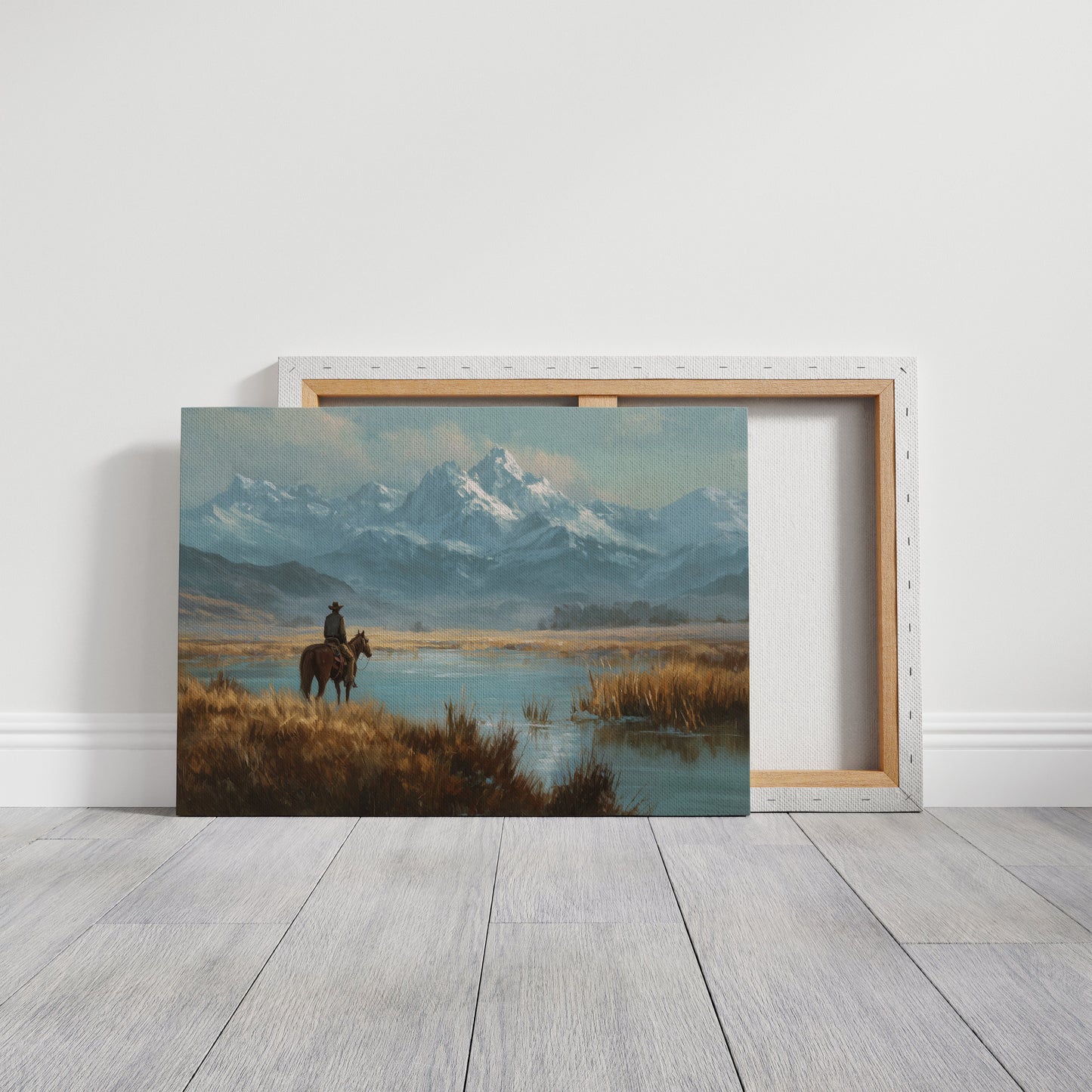 Lone Rider Faces Snowy Peaks