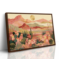 Blooming Desert Under Golden Moon