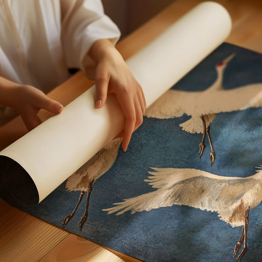 Graceful Flight – Vintage Crane Wall Art, Elegant Nature-Inspired Home Decor