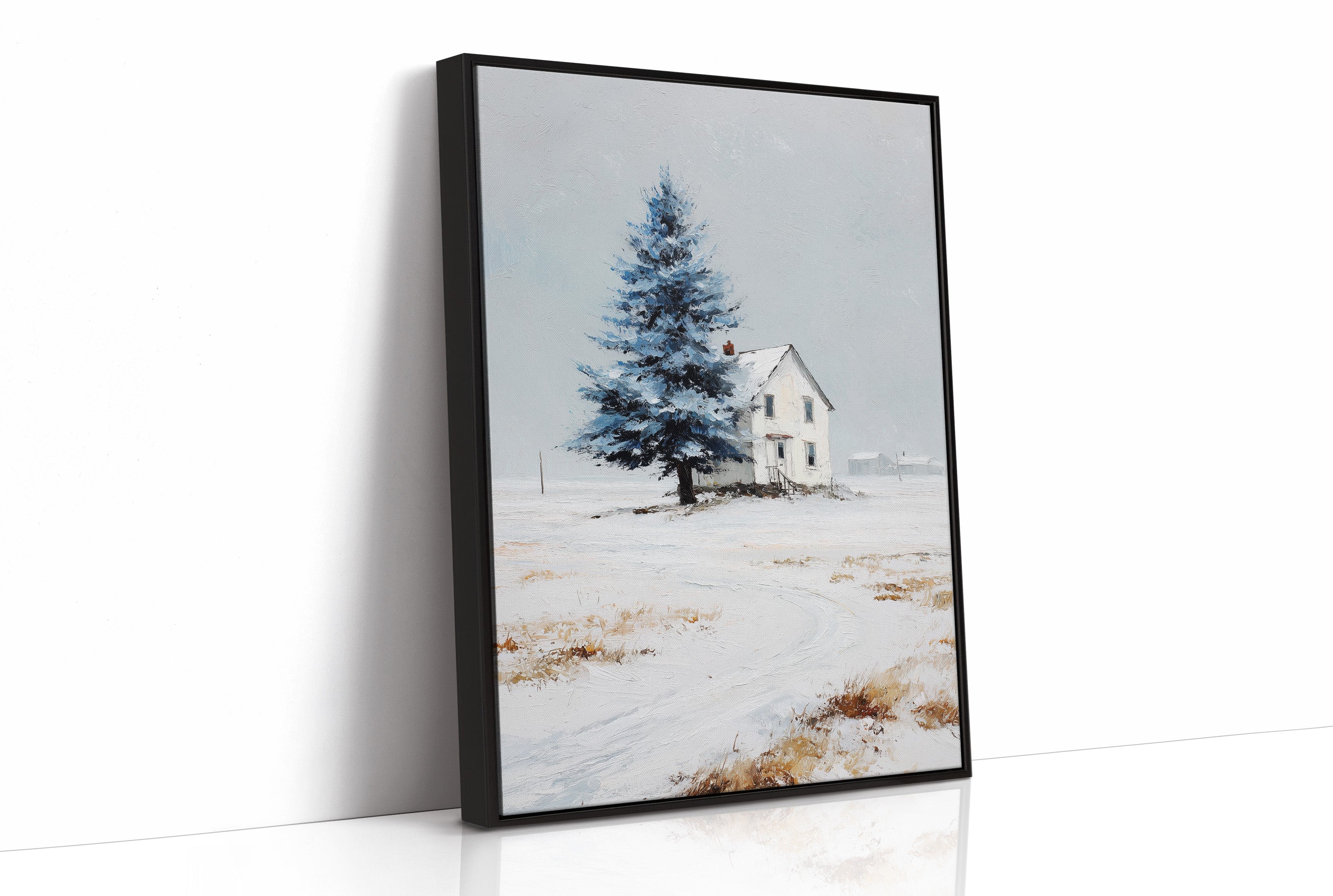 Farmhouse Under Blue Spruce