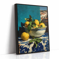 Lemons on Blue Tile