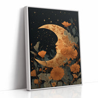 Copper Crescent Among Starlit Petals